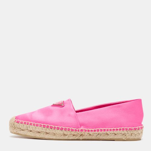 Prada Pink Satin Logo Plaque Espadrille Flats Size 38 - Prada - Modalova