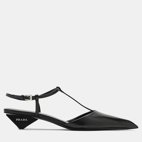 Prada Black Leather Pointed Toe Slingback Pumps EU 37 - Prada - Modalova