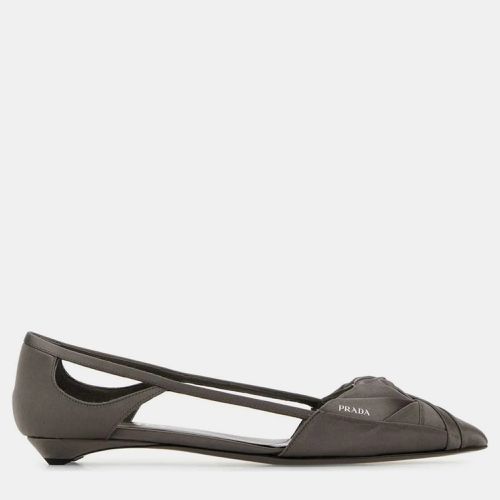 Prada Dark Grey Satin Ballet Flats Pumps EU 37 - Prada - Modalova