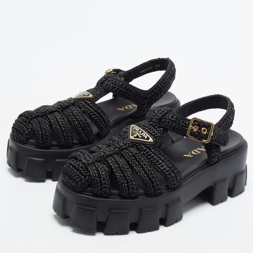 Monolith Size 39 Raffia Platform Sandals - Prada - Modalova