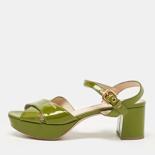 Prada Sport Green Patent Leather Platform Ankle Strap Sandals Size 36 - Prada Sport - Modalova