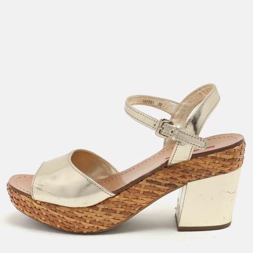 Prada Sport Gold Leather Platform Ankle Strap Sandals Size 39 - Prada Sport - Modalova