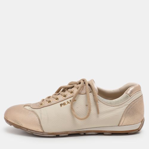 Prada Sport Beige/Gold Leather and Nylon Low Top Sneakers Size 36.5 - Prada Sport - Modalova