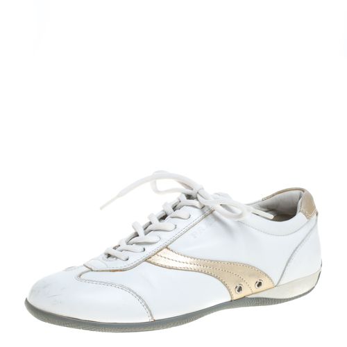 Prada Sports White Leather Lace Up Low Top Sneakers Size 35.5 - Prada Sport - Modalova