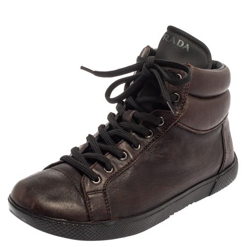 Prada Sport Brown Leather High Top Sneakers Size 35 - Prada Sport - Modalova