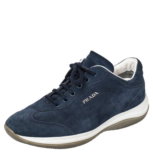 Prada Sport Blue Suede Low Top Sneakers Size 36.5 - Prada Sport - Modalova