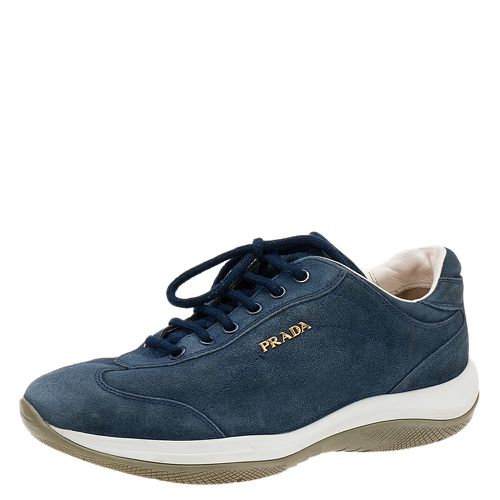 Prada Sport Blue Suede Low Top Sneakers Size 36 - Prada Sport - Modalova