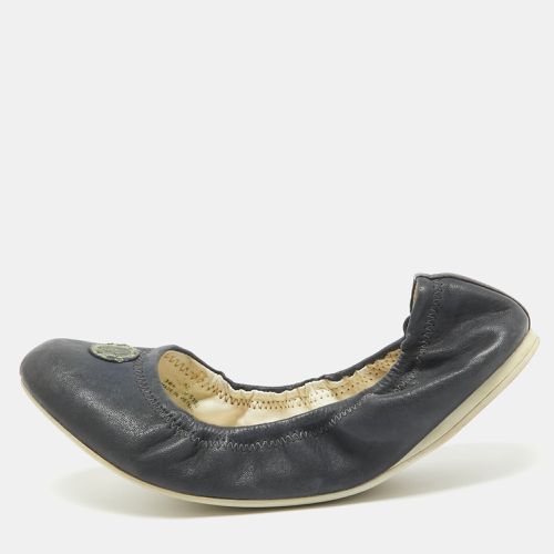 Prada Navy Blue Leather Scrunch Ballet Flats Size 38.5 - Prada Sport - Modalova