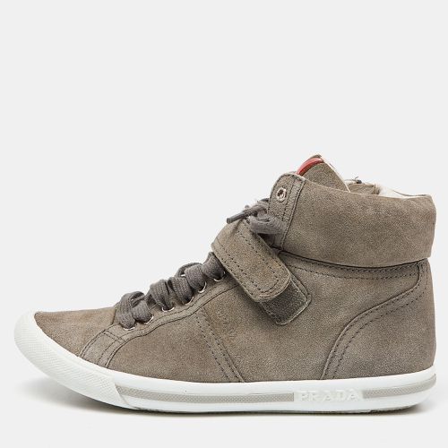 Prada Sport Grey Suede High Top Sneakers Size 36 - Prada Sport - Modalova