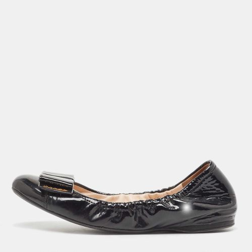 Prada Sport Black Patent Leather Bow Scrunch Ballet Flats Size 36.5 - Prada Sport - Modalova