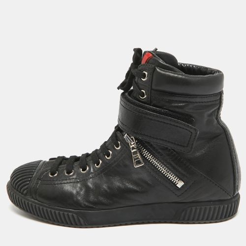 Prada Sport Black Leather High Top Sneakers Size 36.5 - Prada Sport - Modalova