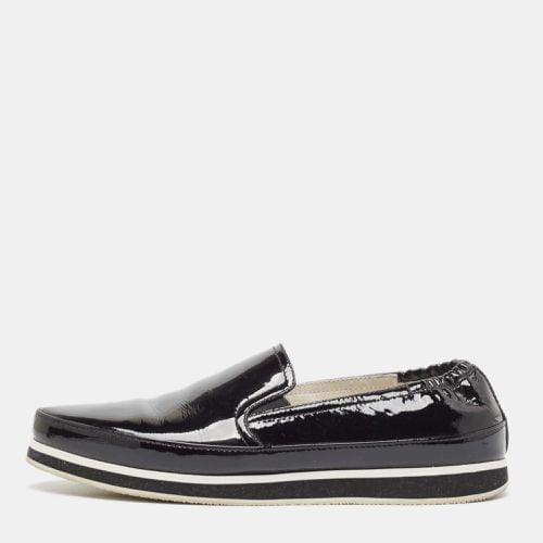 Prada Sport Black Patent Leather Slip On Loafers Size 39 - Prada Sport - Modalova