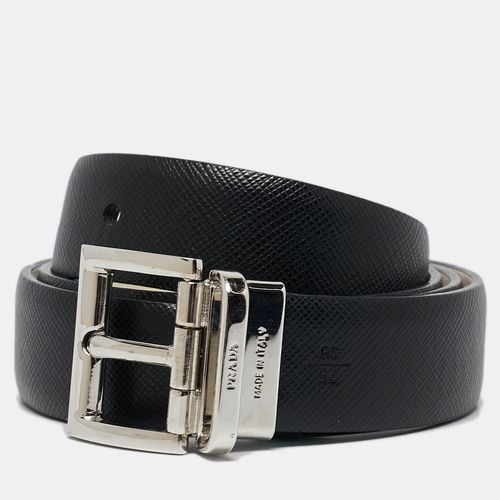 Prada Black/White Leather Reversible Buckle Belt 75CM - Prada - Modalova