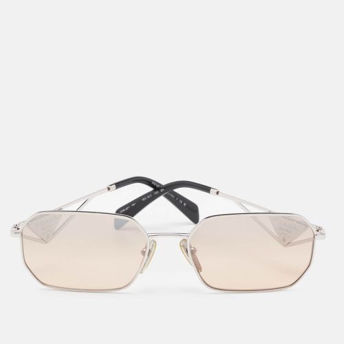 Prada Brown/Silver Tone SPR A51 Logo Rectangular Sunglasses - Prada - Modalova