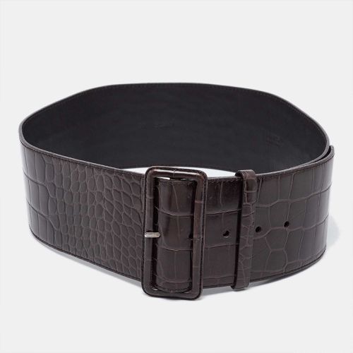 Prada Dark Brown Croc Embossed Leather Buckle Wide Belt 80CM - Prada - Modalova