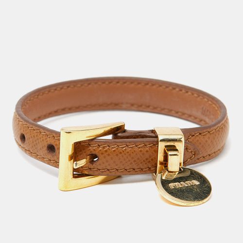 Prada Gold Tone Leather Bracelet - Prada - Modalova