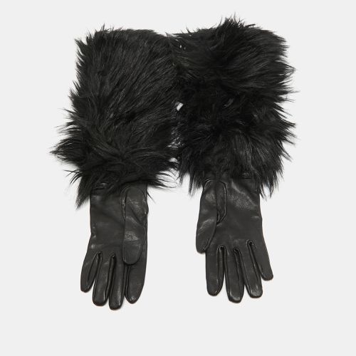 Prada Black Faux Fur and Genuine Leather Gloves - Prada - Modalova