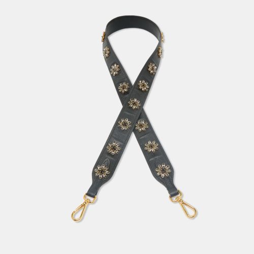 Prada Black Leather Floral Crystals Embellished Shoulder Bag Strap - Prada - Modalova