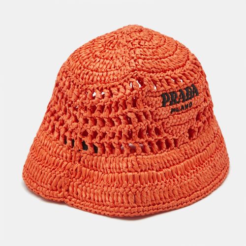 Logo Crochet Raffia Bucket Hat - Prada - Modalova