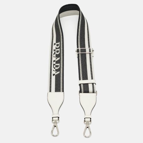 Prada Stripe Bag Shoulder Strap Black/White Canvas and Leather - Prada - Modalova