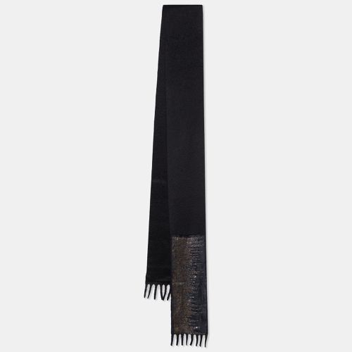 Prada Black Cashmere Embellished Fringed Stole - Prada - Modalova