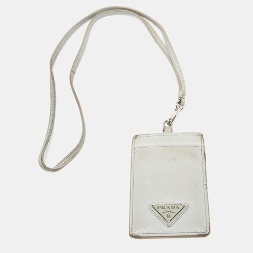 Prada Blue Saffiano Leather Badge Holder - Prada - Modalova