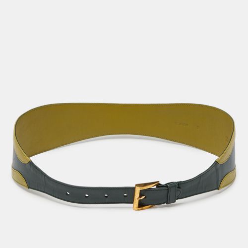 Prada Two Tone Green Leather Wide Buckle Belt 80CM - Prada - Modalova