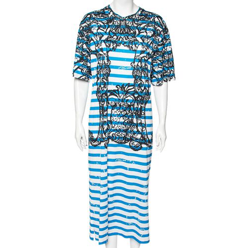 Prada Blue & White Striped Cotton Printed Short Sleeve Dress M - Prada - Modalova