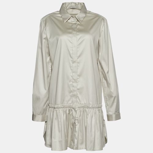 Prada Beige Cotton Gathered Hem Mini Shirt Dress L - Prada - Modalova