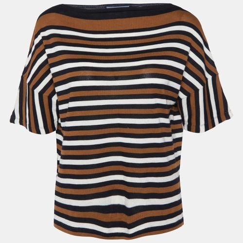 Prada Brown/Black Striped Cotton Knit Short Sleeve Top M - Prada - Modalova