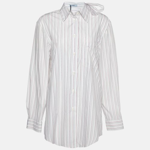 Prada White Striped Cotton Tie Neck Button Front Shirt M - Prada - Modalova