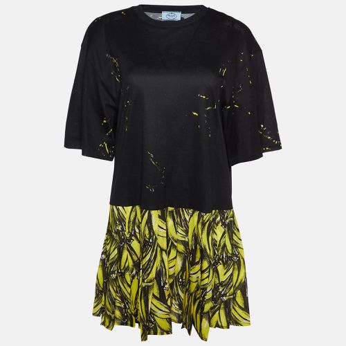 Prada Black Banana Print Cotton Peplum Dress M - Prada - Modalova