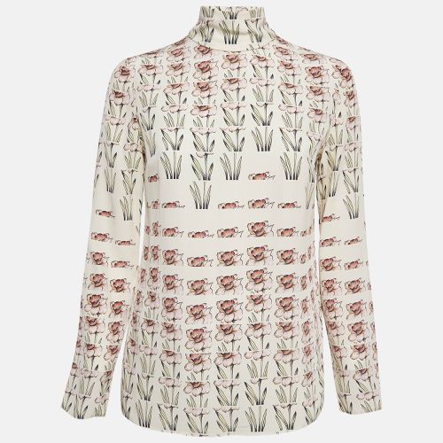 Prada Beige Daffodil Print Silk De Chine Top S - Prada - Modalova