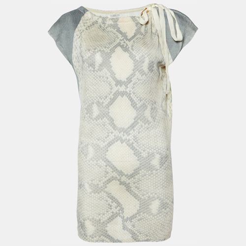 Prada Beige Python Print Rib Knit Top L - Prada - Modalova