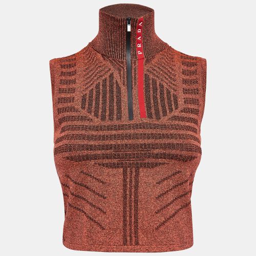 Prada Orange Melange Jersey Zip-Up Sleeveless Top S - Prada - Modalova