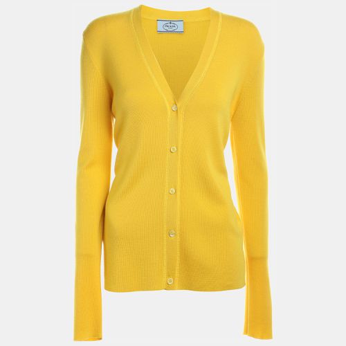 Prada Yellow Cashmere & Silk Knit Button Front Cardigan M - Prada - Modalova