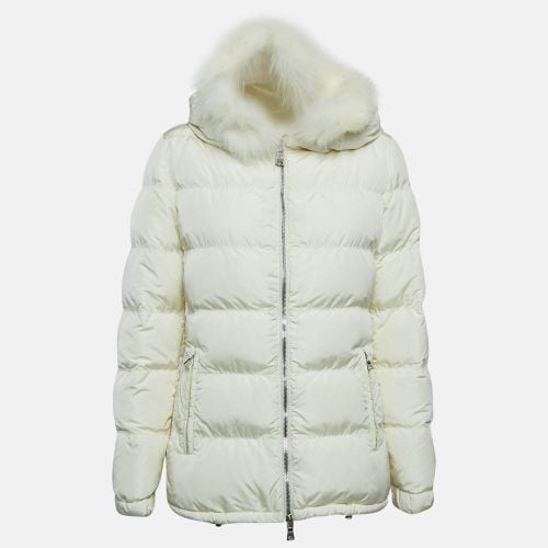 Off- Synthetic Quilted Fur Trim Hood Down Jacket S - Prada - Modalova