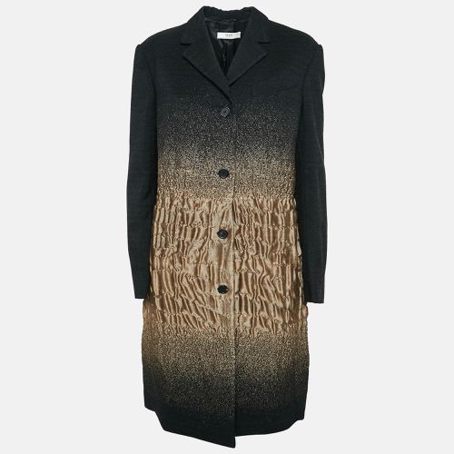 Black/ Textured Wool Blend Long Coat L - Prada - Modalova