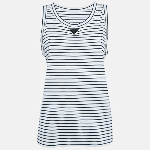 Striped Cotton Triangle Logo Detail Tank Top XL - Prada - Modalova