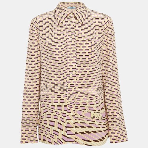 Prada Yellow/Lavender Abstarct Print Silk Long Sleeve Shirt M - Prada - Modalova