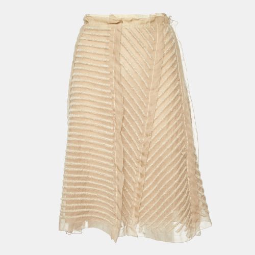 Prada Beige Embroidered Chiffon Midi Skirt M - Prada - Modalova