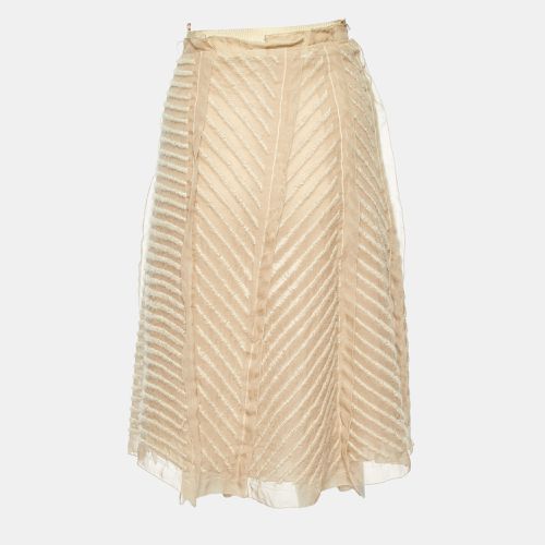 Prada Beige Embroidered Chiffon Midi Skirt M - Prada - Modalova