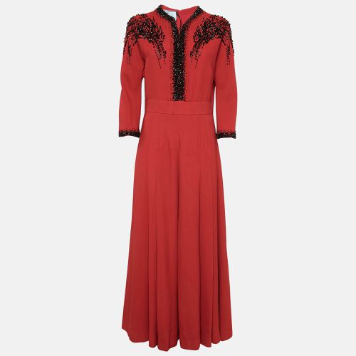 Embellished Crepe Pleated Maxi Dress M - Prada - Modalova