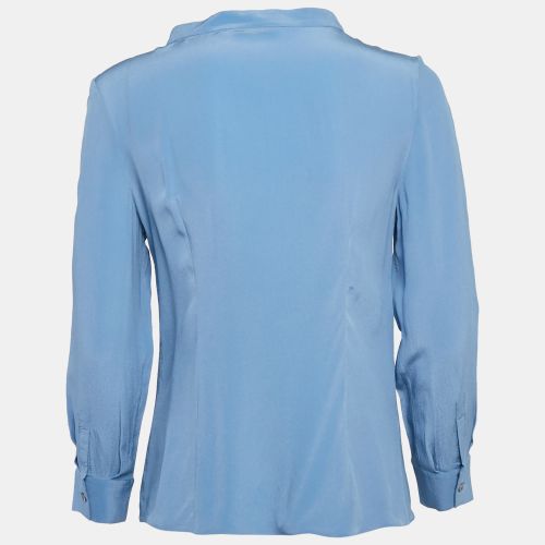 Silk Ruffled Button Front Blouse M - Prada - Modalova