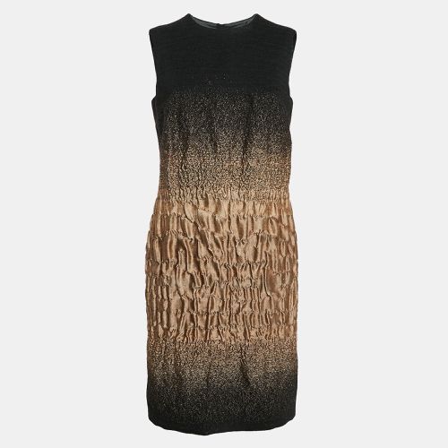 Gold Ombre Crinkled Wool Sleeveless Knee Length Dress M - Prada - Modalova