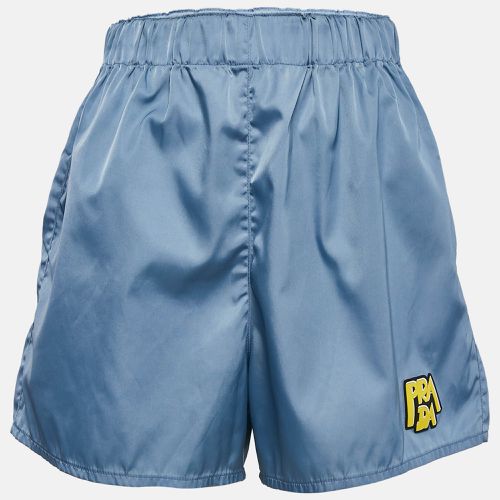 Prada Blue Logo Applique Gabardine Nylon Shorts M - Prada - Modalova