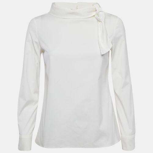 Prada White Poplin Neck-Tie Detail Long Sleeve Blouse S - Prada - Modalova