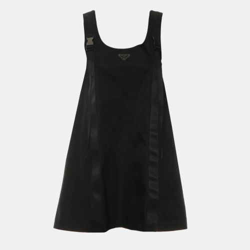 Prada Black Polyamide Re-Nylon Logo-Plaque Mini Dress IT Women 36 - Prada - Modalova