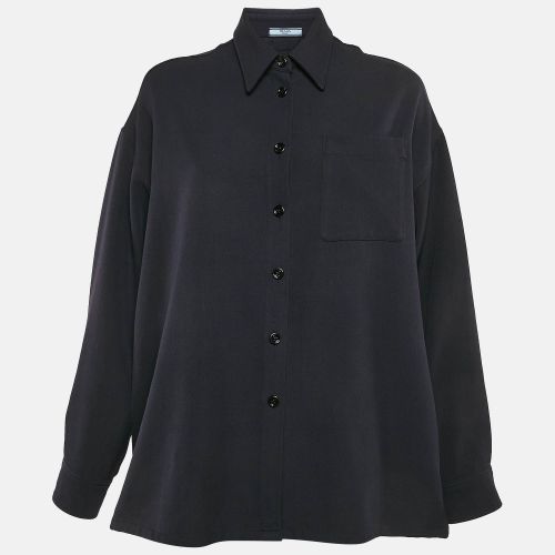 Prada Navy Blue Wool Drill Oversized Shirt S - Prada - Modalova