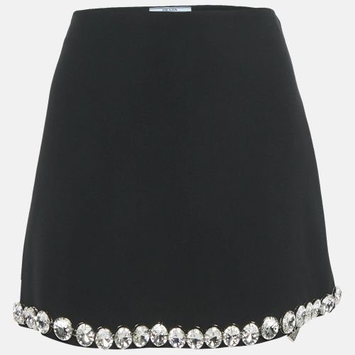 Prada Black Crystal Studded Crepe Mini Skirt S - Prada - Modalova